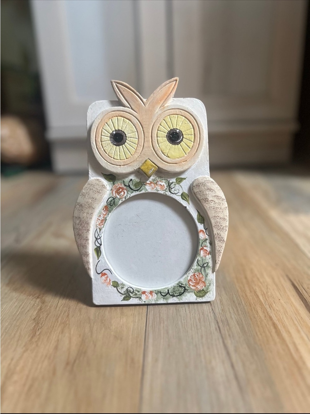 Owl Picture Frame - with hand painted accents. “Unique - One Of A Kind”